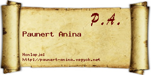 Paunert Anina névjegykártya